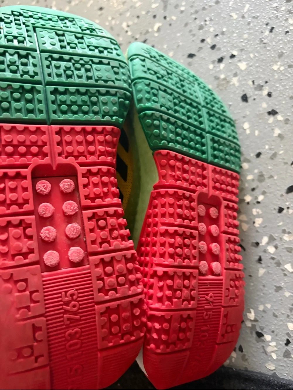 adidas Kids Lego Shoes Yellow, Blue & Red Sneakers Size 2.5